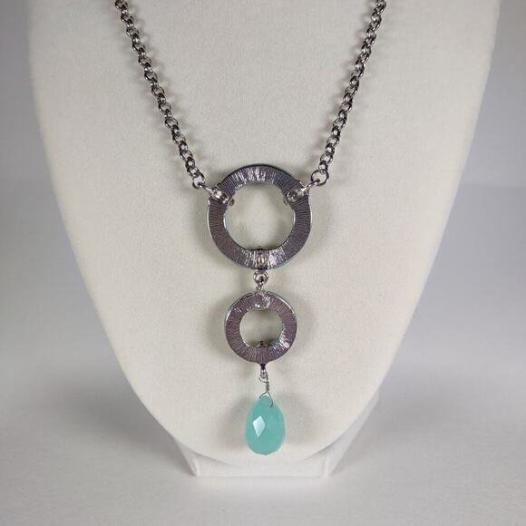 Faux Turquoise Silver Tone Bijoux Terner Necklace 17 1/2" - Picture 5 of 6